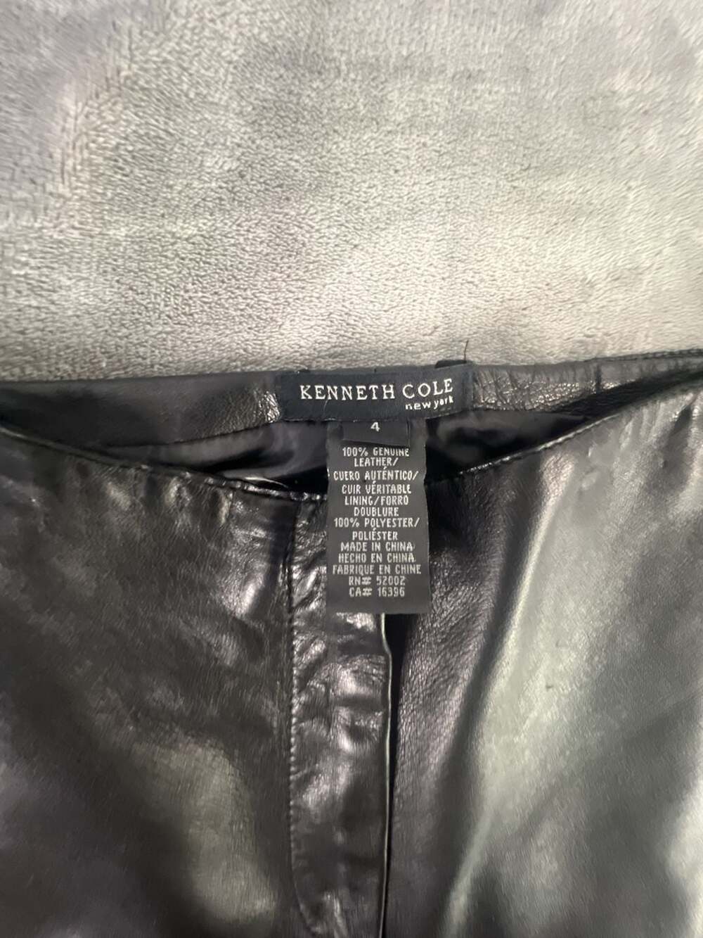 Kenneth Cole Leather Pants Size 4 Black Genuine Leather